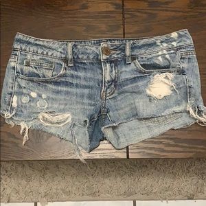 American Eagle low-waist ripped shorts.